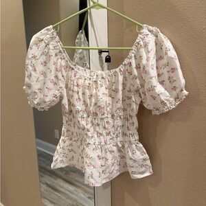 Celebrity Pink Floral Puff Sleeve Blouse